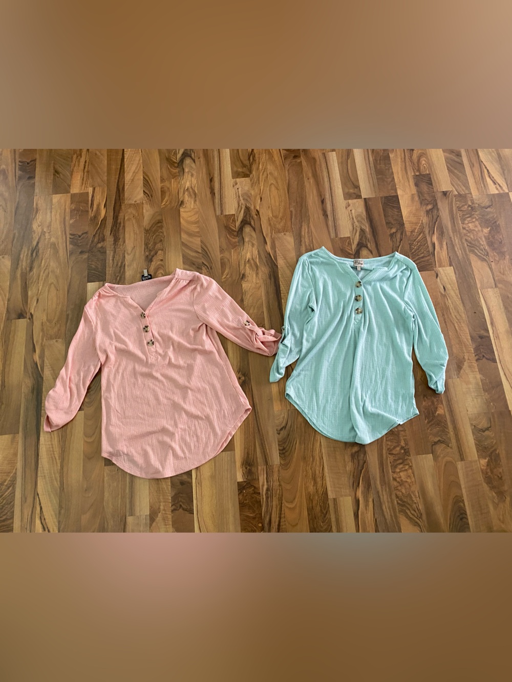 BOGO Como Vintage Button-Front Tunics in Pink and Mint